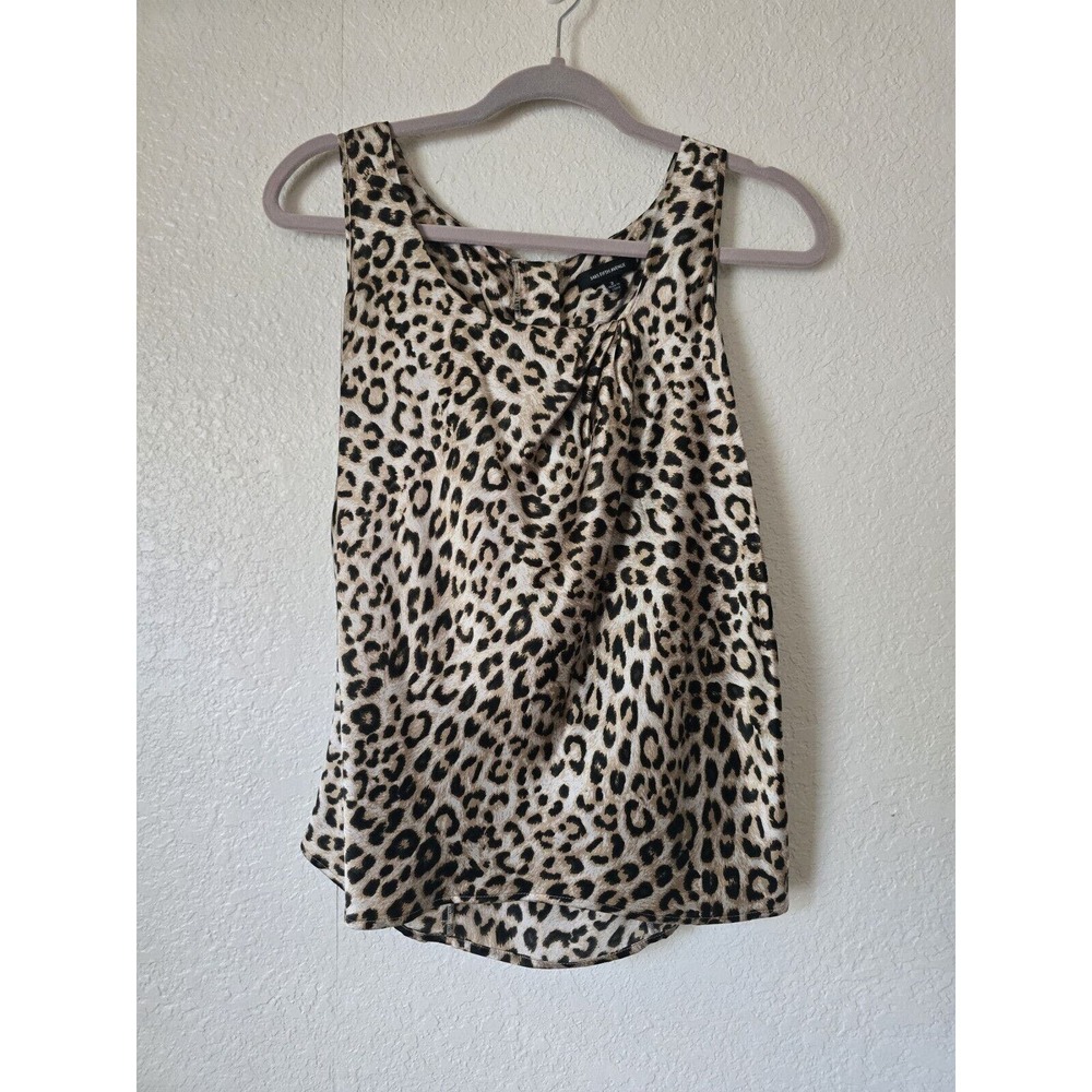 Saks Fifth Avenue Womens 100% Silk Sleeveless Leopard Print Top Sz 2